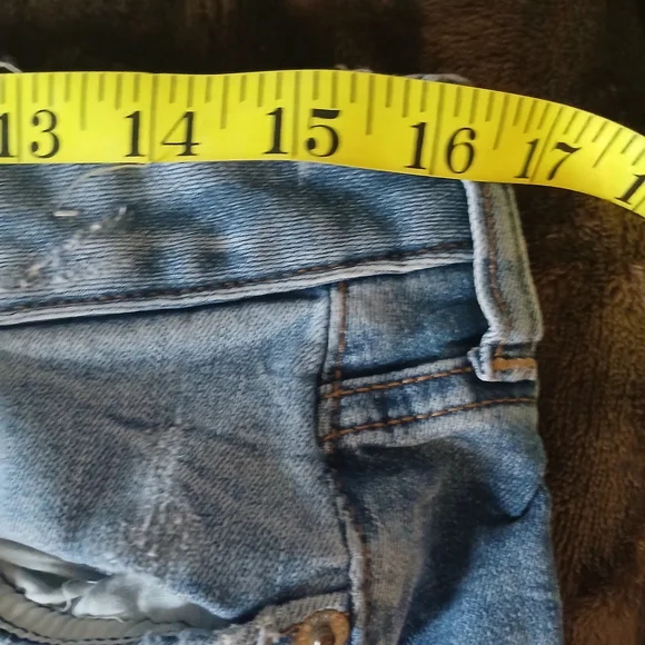 Express Light Blue Ripped Jean Shorts - Picture 4 of 8